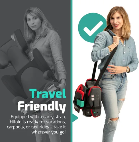 Vista 4 de hifold asiento elevador para automóvil con respaldo alto y plegado (Racing Red)