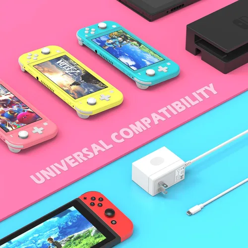 Vista 2 de Cargador para Nintendo Switch, cargador YCCTEAM Adaptador de CA Fuente de alimentación 15V 2.6A Kit de carga rápida compatible con Switch OLEDSwitch
