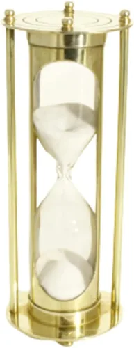Vista 3 de The RELIC House - Temporizador de arena náutico con reloj de arena de latón, elegante reloj de cristal de hora, decoración temática náutica