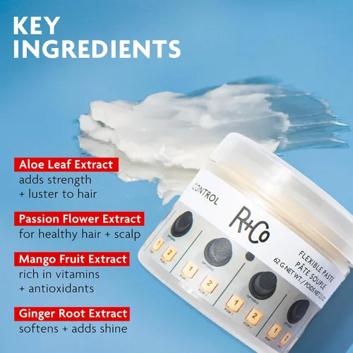 Vista 4 de R+Co Pasta flexible Control Fuerte fijación + acabado natural Vegano + libre de crueldad 2.2 onzas