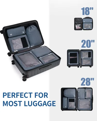 Vista 7 de ECOHUB Juego de 7 cubos de equipaje resistentes al desgarro con icono de número para accesorios de viaje, equipaje maleta, cubos de embalaje
