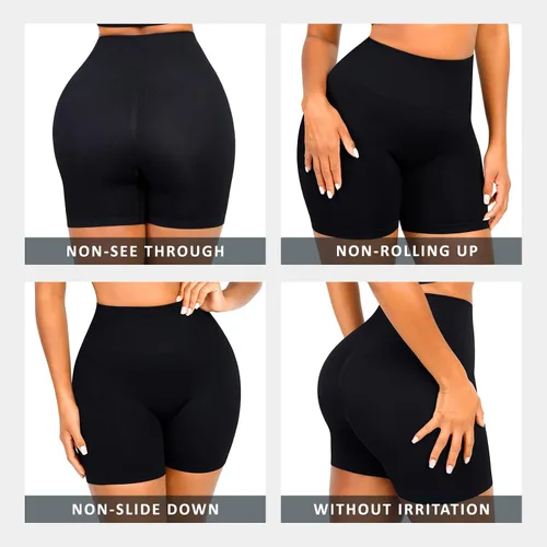 Vista 6 de FeelinGirl Conjuntos de entrenamiento para mujer, 2 piezas, sin costuras, brasier deportivo acanalado, talla grande, pantalones cortos de cintura