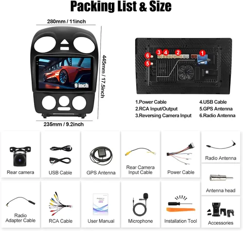 Vista 3 de 8 Core Qualcomm Android Car Stereo para Beetle 2004-2010 Pantalla táctil de 9 pulgadas con CarPlay Android Auto 4G+64G Ventilador de enfriamiento