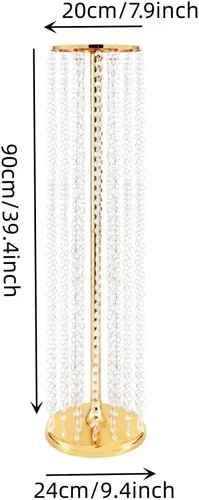 Vista 5 de 2 centros de mesa de boda para mesas, jarrones de 35.5 pulgadas de alto para centros de mesa de metal dorado para decoración de mesa para boda