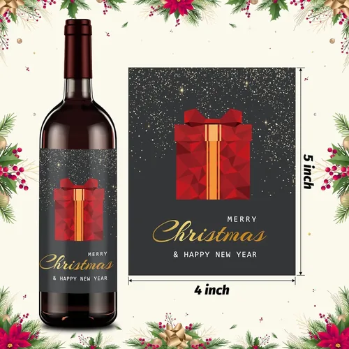 Vista 2 de Botella de vino Sticekr (Navidad)