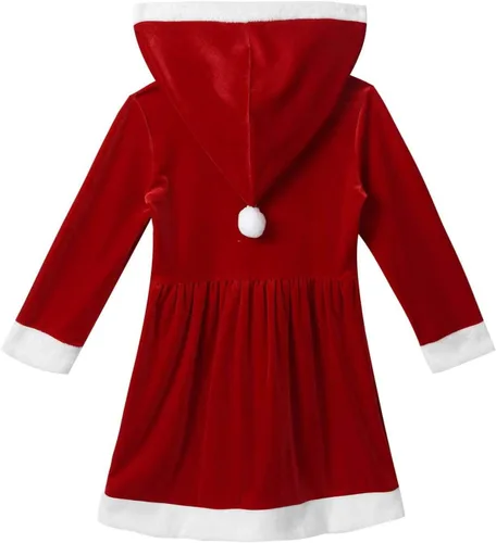 Vista 4 de Shinsto Vestido de Navidad con capucha para niños y niñas, vestido tipo túnica de terciopelo