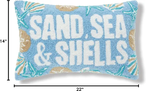 Vista 4 de C&F Home Sea Sand & Shells - Almohada con gancho (22 x 14 pulgadas), color azul