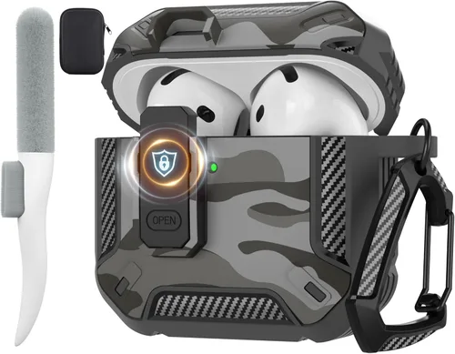 Vista 15 de Maxjoy Funda para AirPods Pro 3 2025, MagSafe compatible con bloqueo automático, funda protectora a prueba de golpes con soporte para teléfono