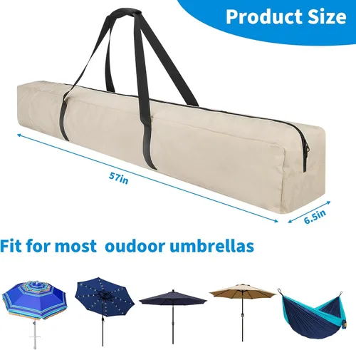 Vista 2 de Xxerciz Bolsa de transporte de 57 pulgadas para sombrilla de playa plegable de 9 pies, fundas impermeables 600D para sombrilla de patio, bolsa