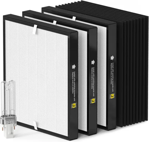 Vista 7 de Filtro J de repuesto FLT5900 y bombilla LB4000, paquete de 2 para purificadores de aire AC5900WCA/AC5900WDLX True HEPA H13 + combo de carbón