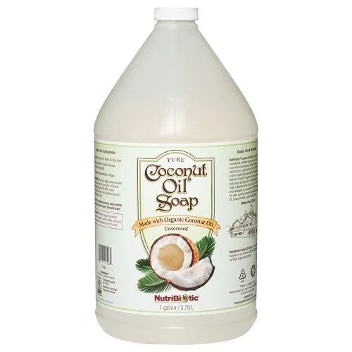 Vista 6 de NutriBiotic Jabón de aceite de coco puro, sin perfume, 8 onzas Certificado orgánico, sin refinar, biodegradable Vegano y fabricado sin OMG