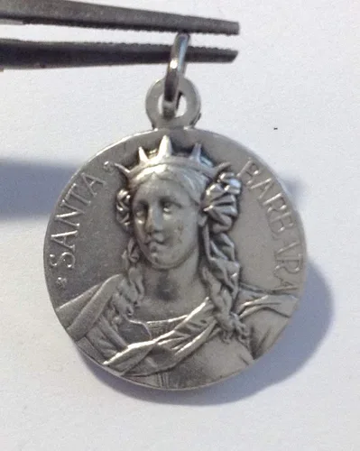 Vista 3 de Medalla de plata Santa Bárbara - Patrona de los bomberos - Hecho en Italia, Latón
