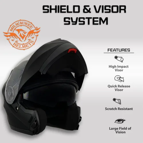 Vista 5 de Milwaukee Helmets Avanzados cascos modulares de motocicleta de cara completa para motorista con visera desplegable - XS
