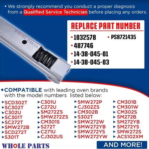Vista 2 de Kit mejorado de bisagras para puerta de horno Whole Parts (2 bisagras), número de pieza 00487746 - Compatible con hornos Thermador y Bosch
