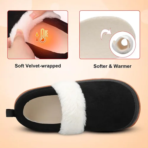 Vista 3 de Scurtain Pantuflas tipo mocasín para mujer, cómodas y cómodas botas de invierno con suela de goma cómoda