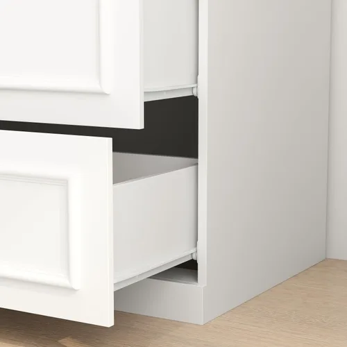 Vista 6 de WOODTIME Armario con barra para colgar, 3 cajones enmarcados y 2 puertas de cristal, armario de madera moderno, organizador de armario