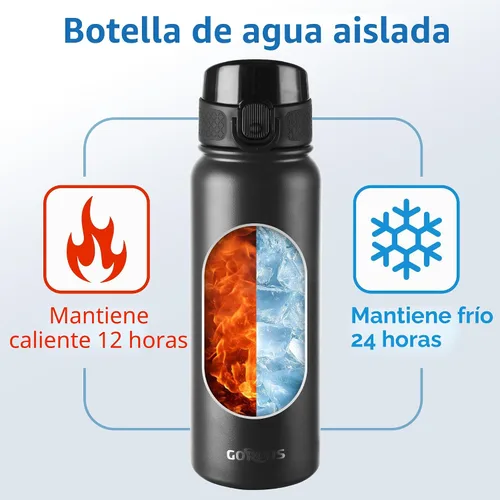 Vista 6 de GOPPUS Botella de agua de acero inoxidable aislada de 20 oz sin BPA, excelente para viajes, con tapa para beber - A prueba de fugas y sudor con tapa