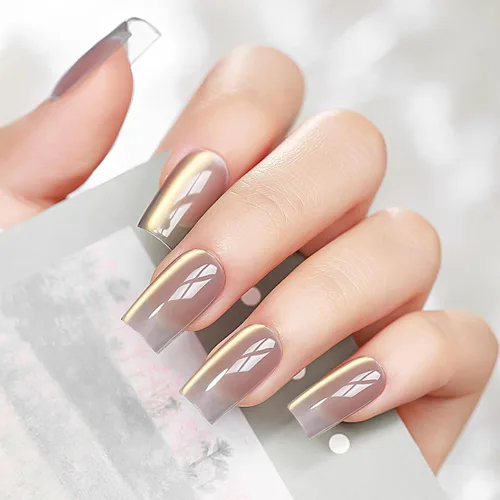 Vista 5 de MIZHSE Esmalte de uñas de gel de ojo de gato gris, esmalte de gel magnético de vidrio efecto amanecer, efecto de gatito de cristal con barra