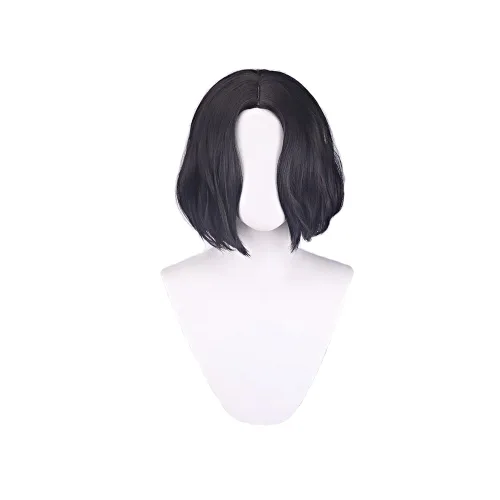 Vista 2 de Peluca corta de cosplay negra para hombre, peluca de Halloween para película