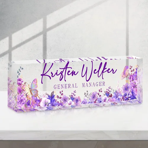 Vista 38 de Placa de nombre personalizada para escritorio, accesorios de escritorio de acrílico, placa de identificación personalizada, regalos personalizados