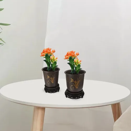 Vista 8 de BETOOKY 2 Set Orchid Flower Pots with Bases, ABS Indoor Planters Simple Surface Finish, Garden Windows Use, Airflow and Drainage Design, 2 Sets
