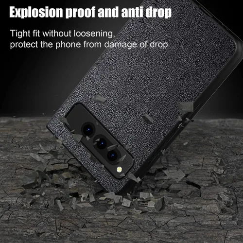 Vista 5 de Funda para Google Pixel Fold, funda de cuero premium para teléfono con diseño retro para Google Pixel Fold 5G (negro)