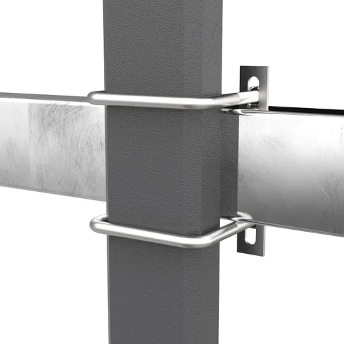 Vista 5 de Pernos en U cuadrados de acero inoxidable 304 de 2" (50 mm) de ancho interno, 4.72" (120 mm) de longitud, M10 con tuercas, placa de marco
