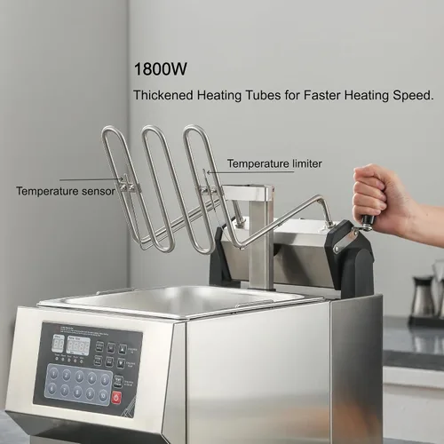Vista 4 de Freidora automática inteligente - Freidora de aceite eléctrica de acero inoxidable de 1800 W para freír sin supervisión y consistente