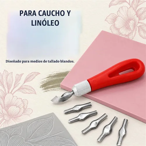 Vista 3 de Kit de fabricación de sellos de bloque de goma con herramientas de corte, 1 sello de goma para tallar, impresión y más