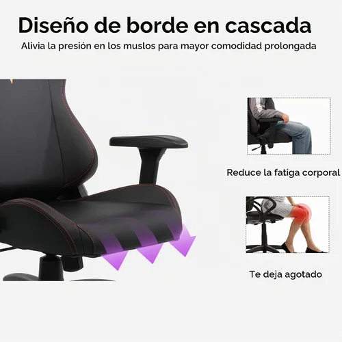 Vista 7 de Silla para juegos con reposabrazos ajustables 4D, reclinable de 170° y capacidad de 320 libras, silla ergonómica de computadora de respaldo alto