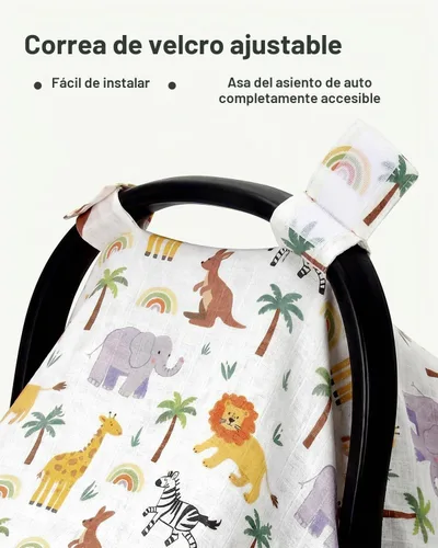 Vista 3 de Rquite - Funda para asiento de automóvil, 100% muselina de algodón, toldo Animal