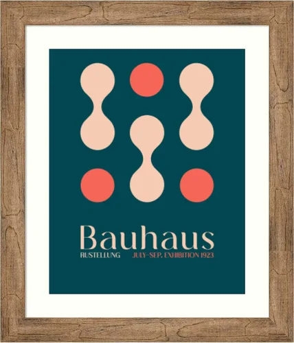Vista 21 de Amanti Art Framed Wall Art Print 23x19 Bauhaus Blue Clubs by Emel Tunaboylu, Abstract Wall Art, Mid Century Modern Decor, Small Poster Painting