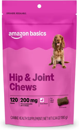 Vista 9 de Amazon Basics Suplemento diario masticable para cadera y articulaciones para perros con glucosamina, MSM y vitamina C, sabor a pato, 60
