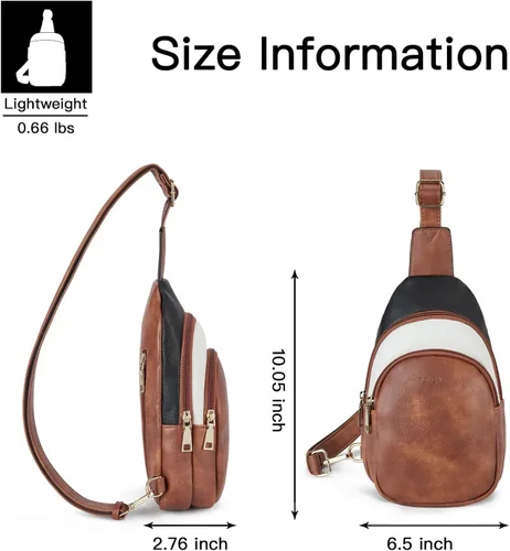 Vista 12 de Telena Riñonera pequeña para mujer, de cuero, cangureras, bolsa de pecho para mujer