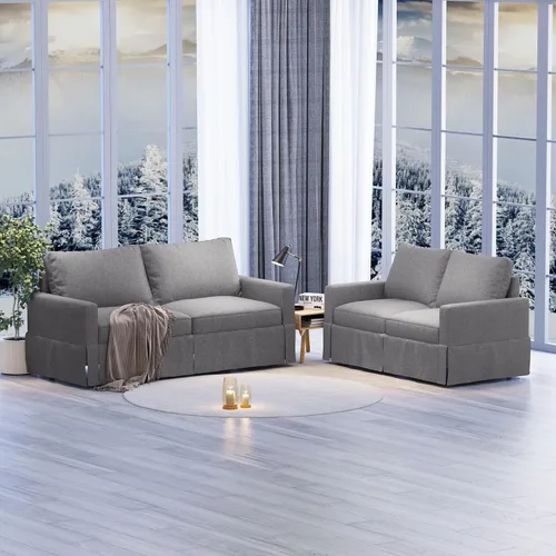 Vista 14 de Sofá biplaza de lino fino, moderno sofá biplaza para apartamento, sala de estar, dormitorio, muebles de espacios pequeños, sofás, sofás, patas
