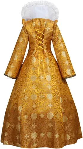 Vista 4 de Collar de pie reina Elizabeth Cosplay traje medieval oro vestido de bola