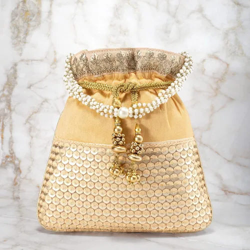 Vista 5 de Aheli Ethnic Potli Bag Gift for Women Handmade Purse Evening Handbags Stylish Bridal Fashion Clutch Bag Gift