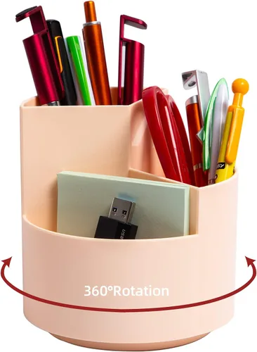Vista 11 de Organizador de Escritorio, Organizador de Lápices y Bolígrafos de 3 Ranuras con Giro de 360, Lindo Portalápices para Oficina, Escuela, Suministros