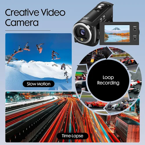Vista 4 de Yatao Videocámara digital UHD 2K, cámara de vlogging de 48MP para YouTube con modo de cámara web - Zoom digital 16X, pantalla de rotación de 2.4