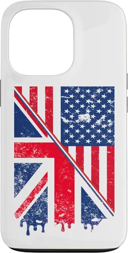 Vista 9 de Funda para iPhone 15 Union Jack y bandera estadounidense para expatriados británicos y estadounidenses