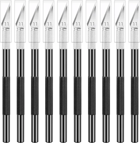 Vista 10 de Jetmore Juego de 10 cuchillos Exacto, cuchillo de precisión para manualidades, cuchillo de hobby, cuchillo de arte con cuchillas afiladas
