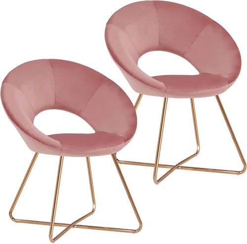 Vista 13 de DUHOME Juego de 2 sillas decorativas de terciopelo, sillas tapizadas, taburete de maquillaje, oficina, recepción, sillas de ocio, con patas doradas