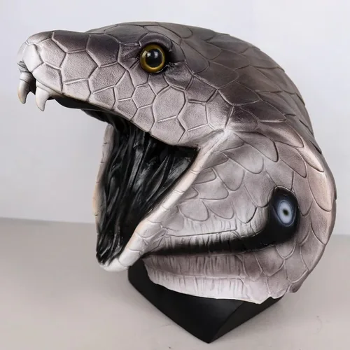 Vista 6 de Máscara de piel de serpiente, máscara de cabeza de cobra animal