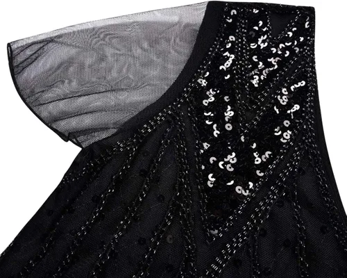 Vista 4 de Vestido vintage de los años 20 con lentejuelas para mujer, vestido de cóctel de noche con accesorios de los años 20