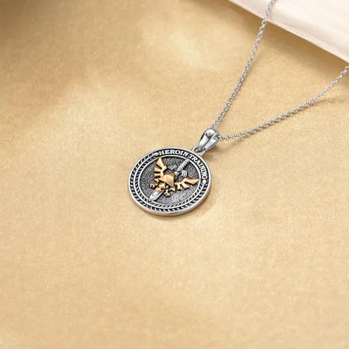 Vista 4 de ROMANTIC WORK - Collar de amuleto para el día del padre, plata de ley 925, colgante de estrella de David, Jesús eslavo, rueda de sol Alá, joyería