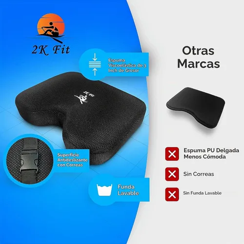 Vista 5 de Cojín de asiento para máquina de remo (modelo 2) para la máquina de remo Concept 2 con espuma viscoelástica personalizada, funda lavable y correas