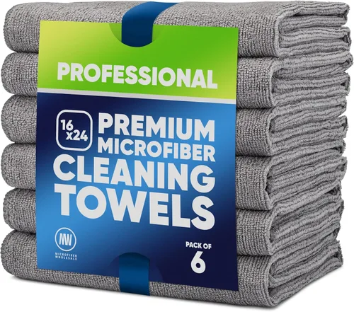 Vista 12 de Microfiber Wholesale Toallas de microfibra Pro Multi Surface de 16" x 24" Paquete de 6 (negro)