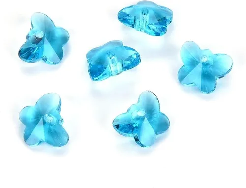 Vista 12 de 20 colgantes de cristal de mariposa checa de 0.394 in (0.39 pulgadas) abril transparente piedra natal agujero lateral cuentas para joyería artesanía