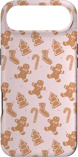 Vista 27 de iPhone 16 Pink Gingerbread Cookie Christmas with Polka Dots Case