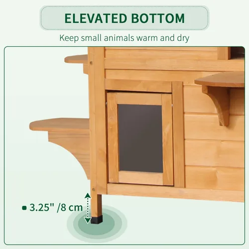 Vista 4 de 2-Story Wooden Cat House - Outdoor Cat Enclosure for Multiple Cats